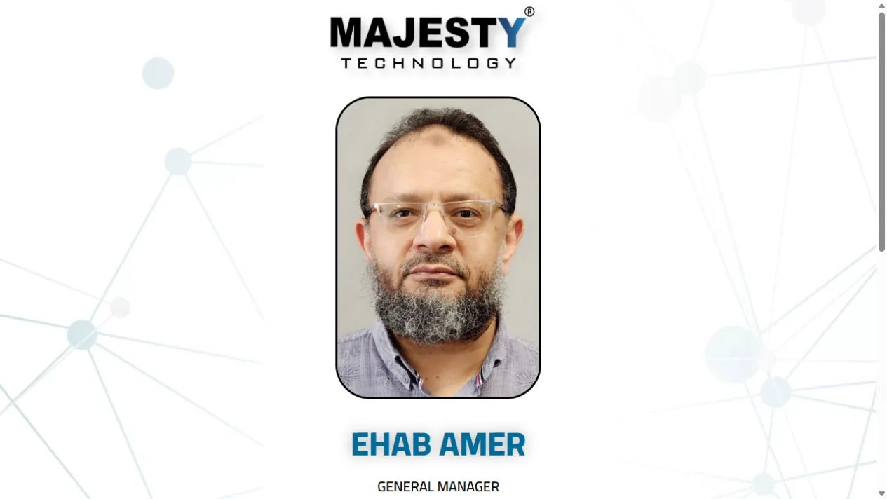 Actual website screenshot Ehab Amer · QR by Baylasan