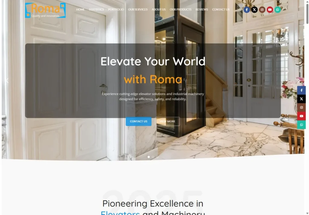 لقطة من موقع Roma Elevator — مشروع صناعة من أعمال بيلسان