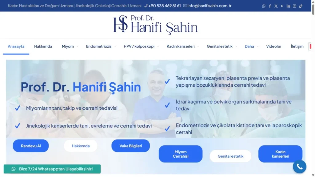 لقطة من موقع Hanifi Şahin — مشروع طبي من أعمال بيلسان